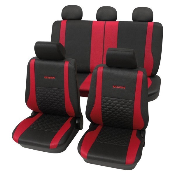 Autositzbezug Schonbezug Exclusiv Lederlook-Optik, Komplett-Set, Toyota Carina, Schwarz Rot
