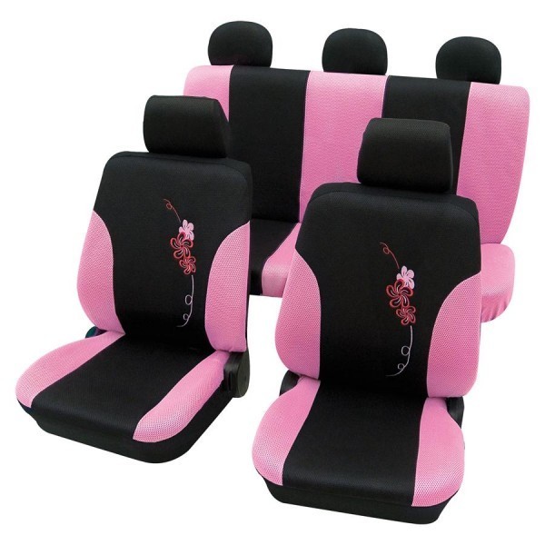 Autositzbezug Schonbezug, Komplett-Set, Seat Leon, Schwarz Pink