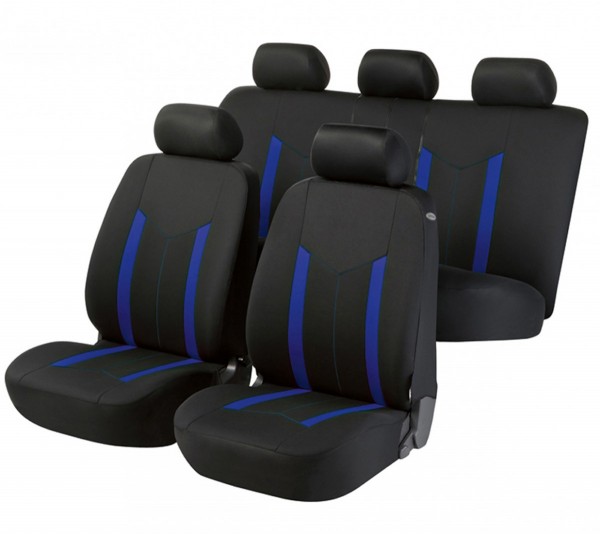 Autositzbezug Schonbezug, Komplett Set, Opel Vivaro, Schwarz, Blau