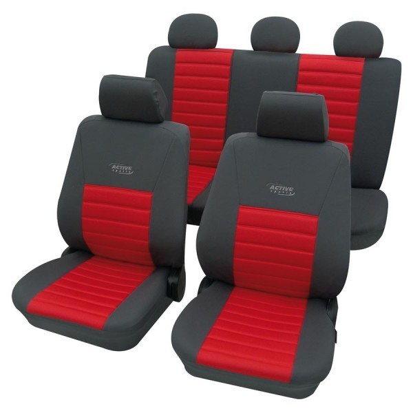 Autositzbezug Schonbezug, Komplett-Set, Peugeot 206, Rot Anthrazit