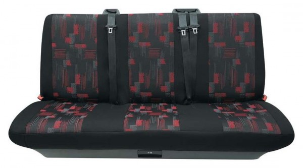 Transporter Autositzbezug, Schonbezug, 1 x 3er-Bank hinten, Ford Transit, Farbe: Schwarz/Rot