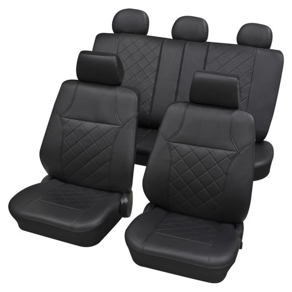 Autositzbezug Schonbezug Lederlook-Optik, Komplett-Set, VW Volkswagen Golf 8, Schwarz