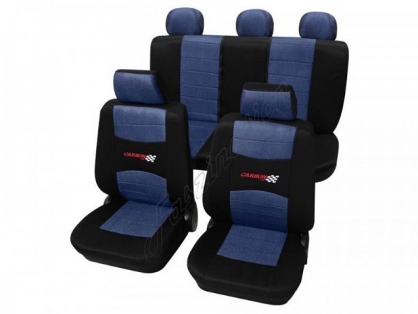 Autositzbezug Schonbezug, Komplett-Set, Peugeot 205, Blau Schwarz