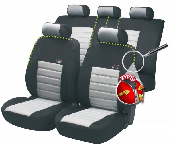 Autositzbezug Schonbezug, Komplett Set, Mini Mini One D, Schwarz, Grau