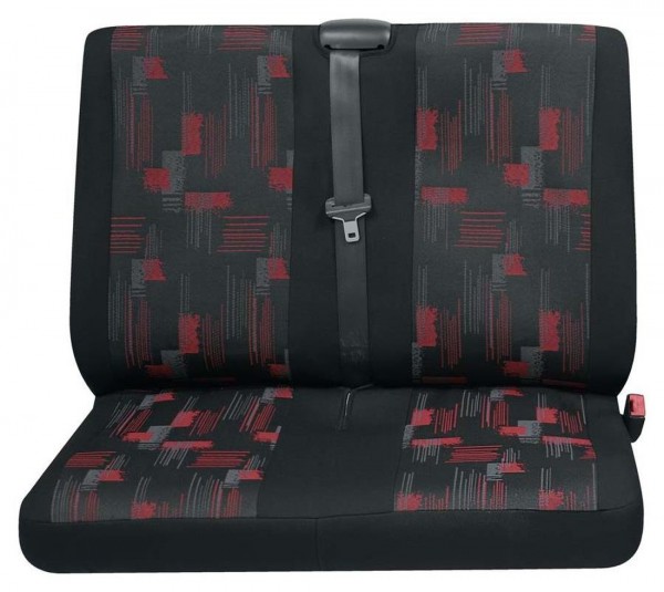 Transporter Autositzbezug, Schonbezug, 1 x Doppelsitz hinten, Renault Master, Farbe: Schwarz/Rot