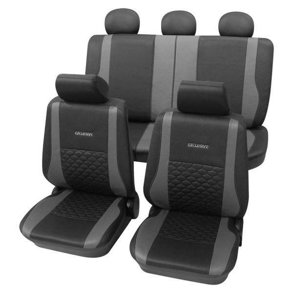 Autositzbezug Schonbezug Exclusiv Lederlook-Optik, Komplett-Set, Seat Alhambra, Schwarz Grau