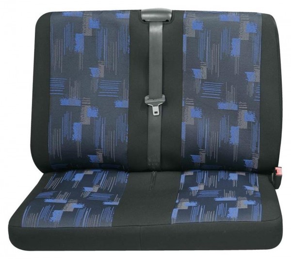 Transporter Autositzbezug, Schonbezug, 1 x Doppelsitz hinten, Nissan Primastar, Farbe: Schwarz/Blau