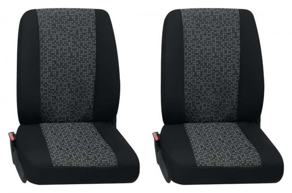 Transporter Autositzbezug, Schonbezug, 2 x Einzelsitz, Nissan Kubistar, Farbe: Schwarz/Grau