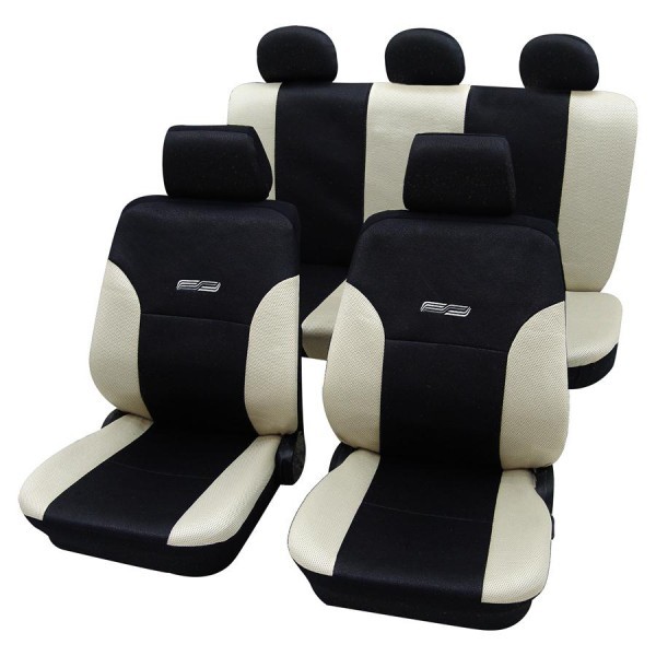 Autositzbezug Schonbezug Lederlook-Optik, Komplett-Set, Honda Insight, Creme Beige Schwarz