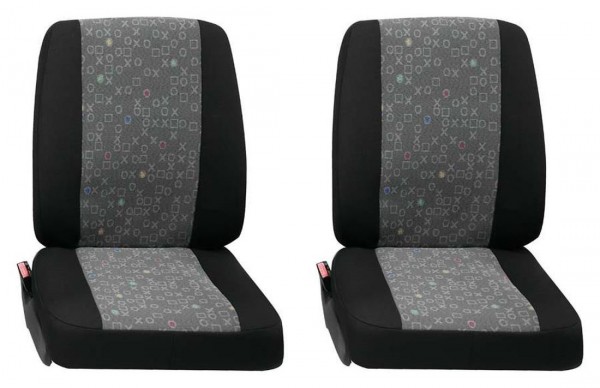 Transporter Autositzbezug, Schonbezug, 2 x Einzelsitz, Citroen Jumpy, Farbe: Schwarz/Graphit