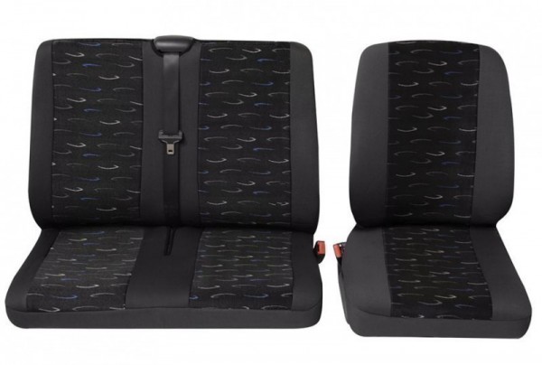 Transporter Autositzbezug, Schonbezug, 1 x Einzelsitz 1 x Doppelsitz, Hyundai H1, Farbe: Grau/Blau