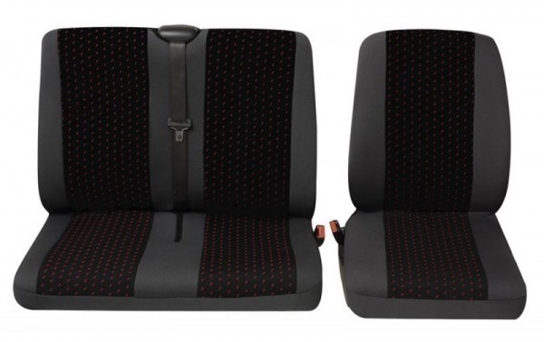 Transporter Autositzbezug, Schonbezug, 1 x Einzelsitz 1 x Doppelsitz, Toyota Hiace, Farbe: Grau/Rot