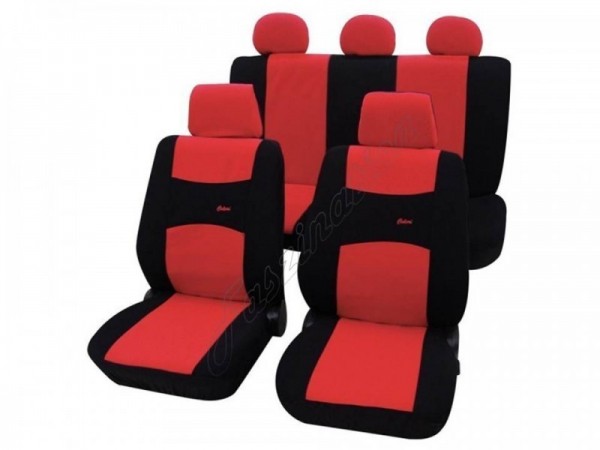Autositzbezug Schonbezug, Komplett-Set, Peugeot 205, Rot Schwarz
