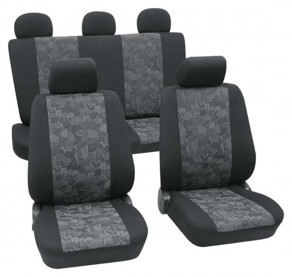 Autositzbezug Schonbezug, Komplett Set, Peugeot 207 CC, Schwarz, Grau