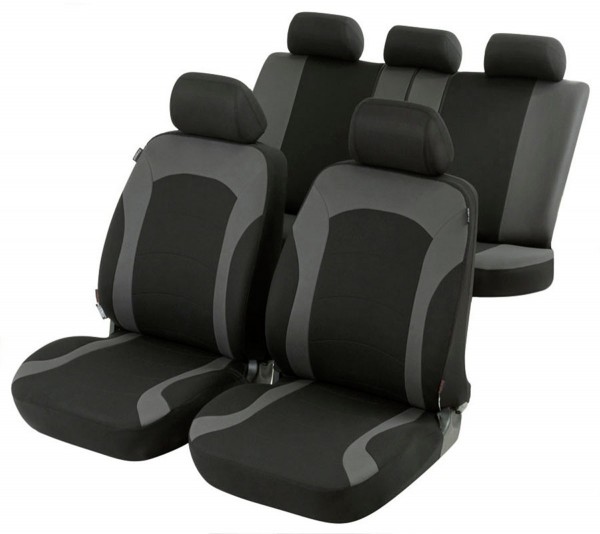 Autositzbezug Schonbezug, Komplett Set, Mazda Sitzbezüge komplett, Schwarz, Grau