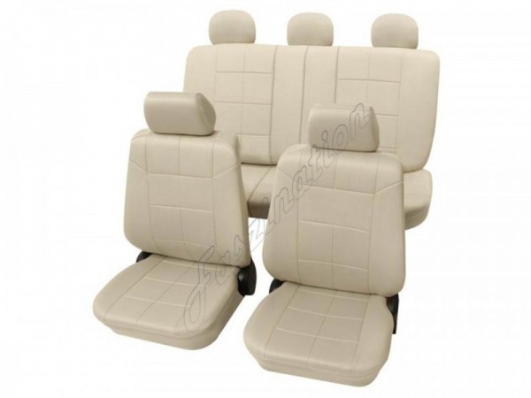 Autositzbezug Schonbezug Lederlook-Optik, Komplett-Set, Toyota HiLux ohne Seitenairbag, Beige Creme