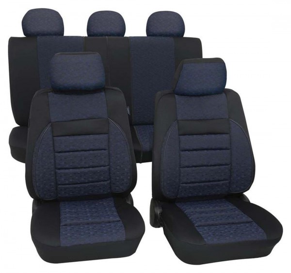 Schwarz-Blaue 3D Effekt Sitzbezüge Opel Vivaro Autositzbezug Set 1+2 