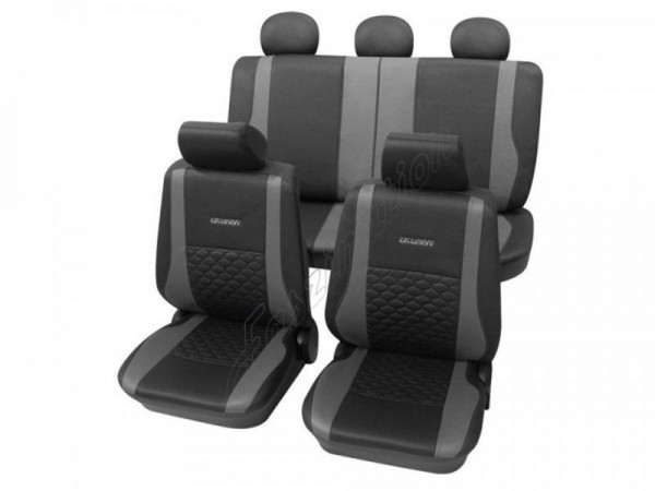 Autositzbezug Schonbezug Exclusiv Lederlook-Optik, Komplett-Set, Ford Fusion, Anthrazit Schwarz Grau