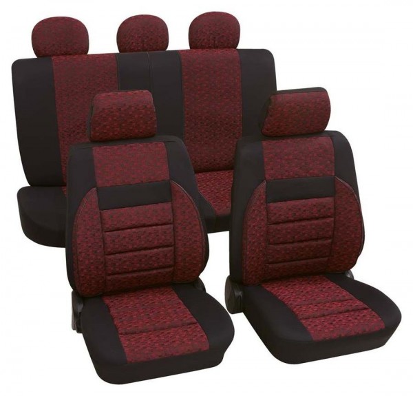 Autositzbezug Schonbezug, Komplett Set, Rover 214, Schwarz, Rot