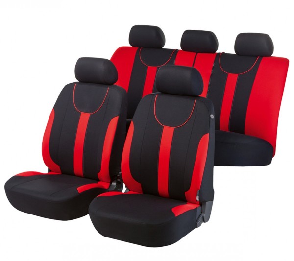 Autositzbezug Schonbezug, Komplett Set, Audi A3, Rot, Schwarz