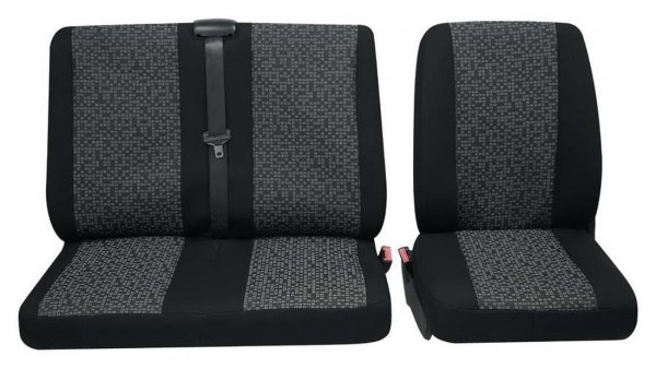 Transporter Autositzbezug, Schonbezug, 1 x Einzelsitz 1 x Doppelsitz, Volkswaagen T5, Farbe: Schwarz
