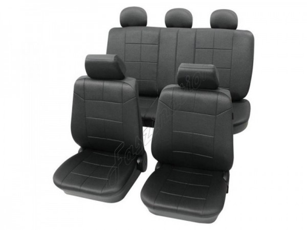 Autositzbezug Schonbezug Lederlook-Optik, Komplett-Set Rover Mini, 75,Schwarz Anthrazit
