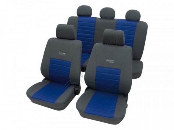 Autositzbezug Schonbezug, Komplett-Set, Toyota HiLux ohne Seitenairbag, Grau Blau Anthrazit