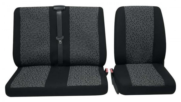 Transporter Autositzbezug, Schonbezug, 1 x Einzelsitz 1 x Doppelsitz, Citroen Jumper, Farbe: Schwarz