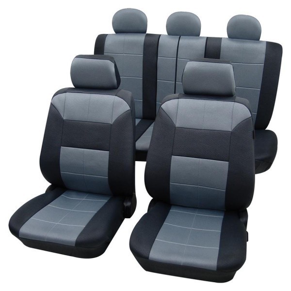Autositzbezug Schonbezug Lederlook-Optik, Komplett-Set, VW Volkswagen Golf 6 Plus, Grau