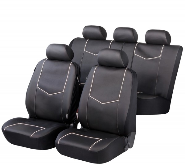 Autositzbezug Schonbezug, Kunstleder, Komplett Set, Hyundai Sitzbezüge komplett, Schwarz