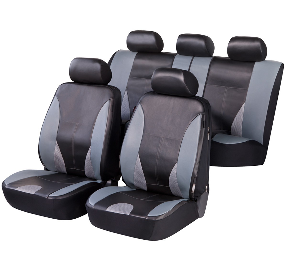 2x Schonbezüge Schwarz Kunstleder Autositzbezüge für Peugeot Renault Seat VW