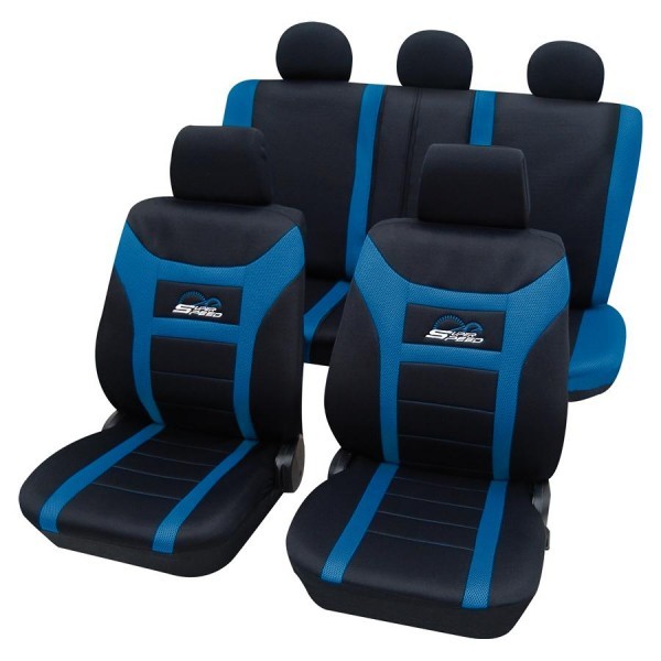 Autositzbezug Schonbezug, Komplett Set, Mitsubishi Carisma, Schwarz Blau